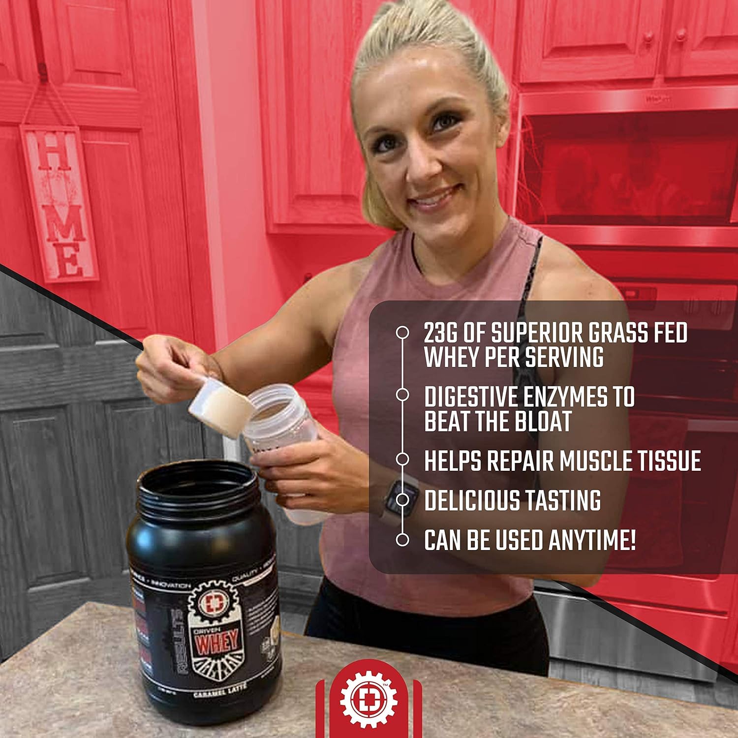 Driven WHEY- Grass Fed Whey Protein Powder: Delicious, Clean Protein Shake- Improve Muscle Recovery with 23 Grams of Protein with Added BCAA and Digestive Enzymes (Banana Pie, 5 lb) Pack of 2