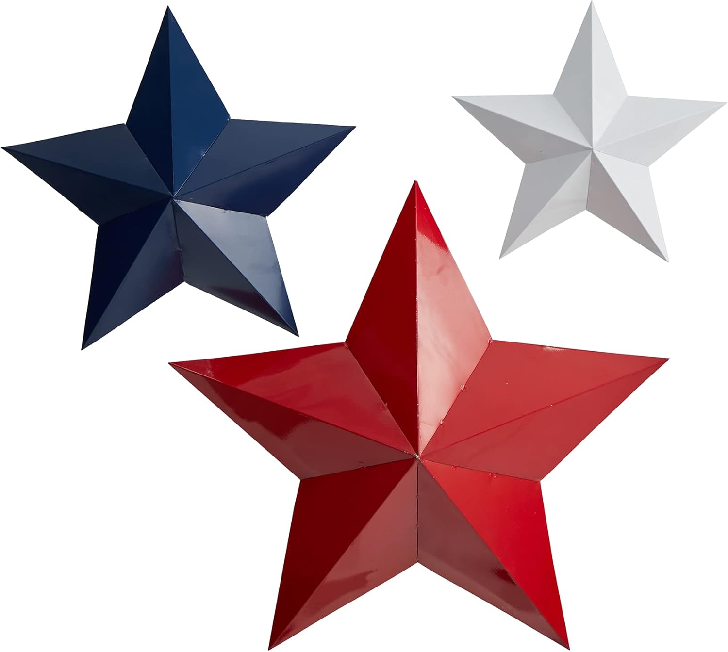 12in., 18in. and 24in. Americana Farmhouse Metal Stars Wall Decor Set (Set of 3) Pack of 2