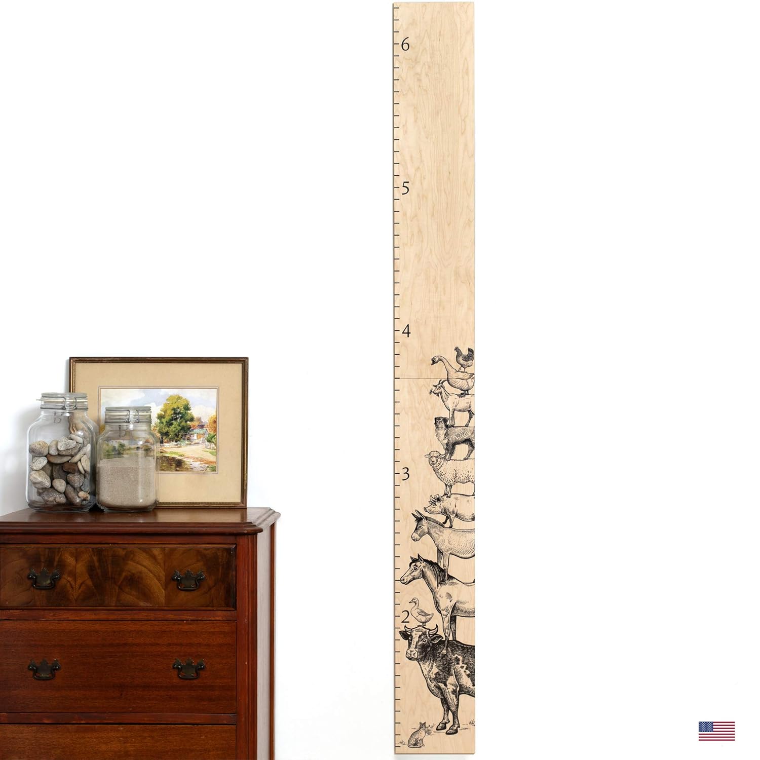 Wooden Ruler Growth Chart | Wood Height Chart | Three Giraffes Pack of 2