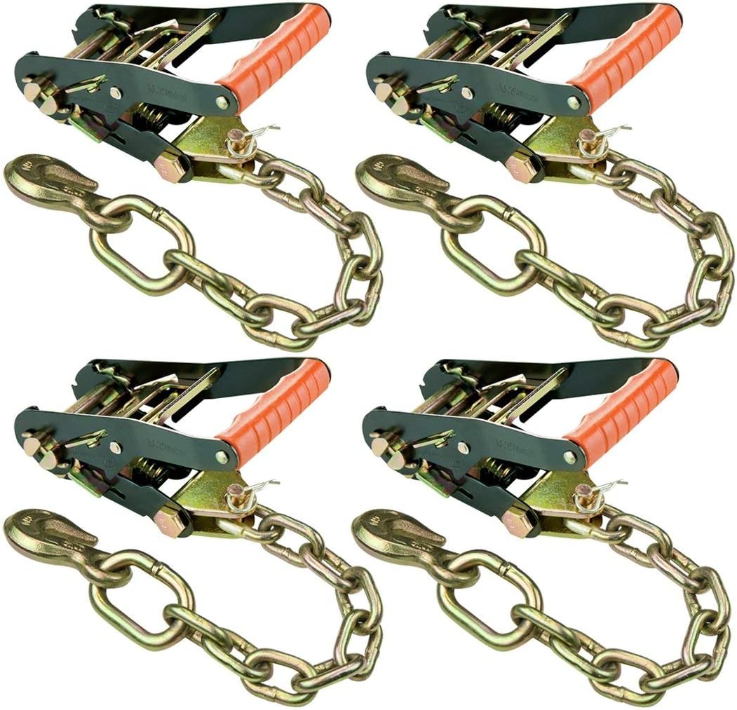 VULCAN Ratchet Buckle - Chain Anchor - 2 Inch Handle - PROSeries - 4 Pack - 3,300 lbs. Safe Working Load