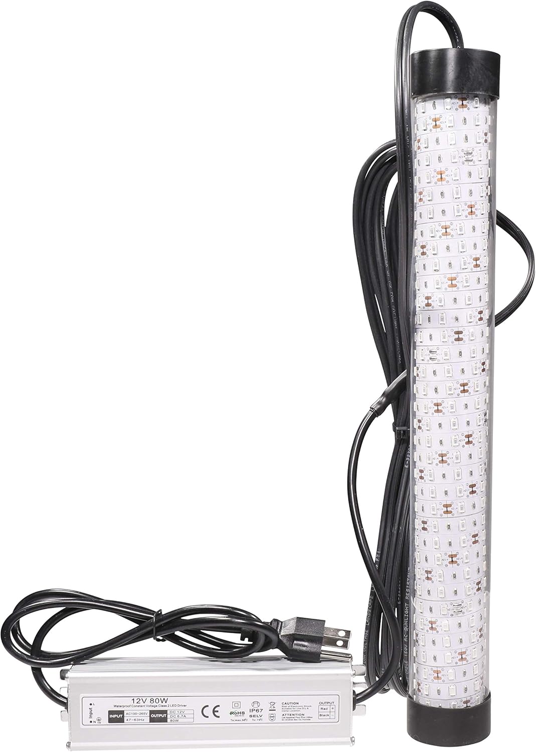 Bright Night Fishing 15,000 Lumen 30ft Cord Waterproof AC Underwater Fishing Light 300 Green LED Submersible Dock Light,