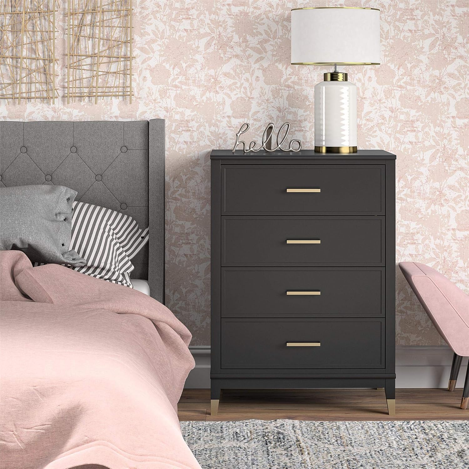 CosmoLiving by Cosmopolitan Westerleigh 4 Drawer, Black Dresser,