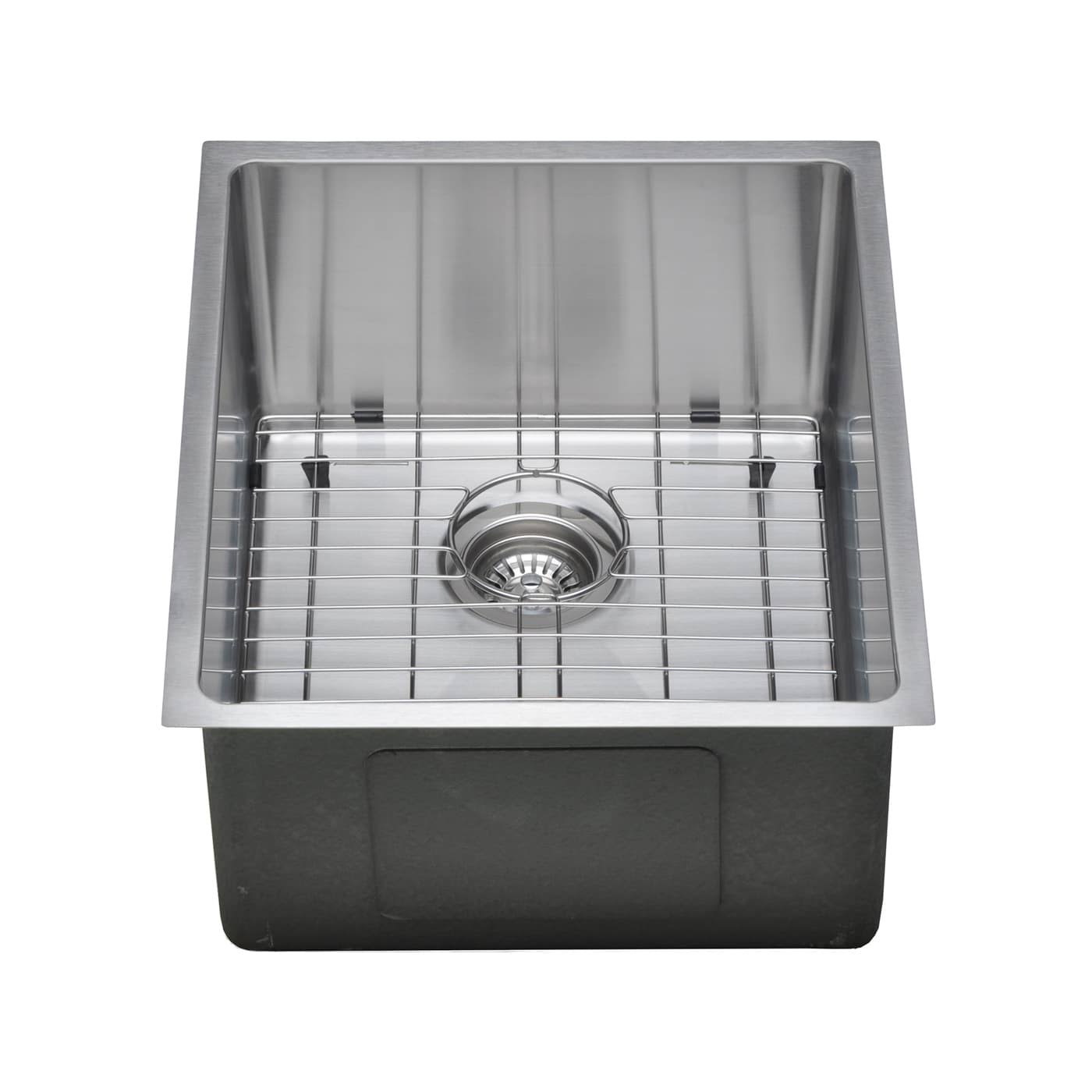 Wells Sinkware CSU1719-9-1 Chef&s Collection Handcrafted 17 inch 16 Gauge Undermount Stainless Steel Bar Sink Package