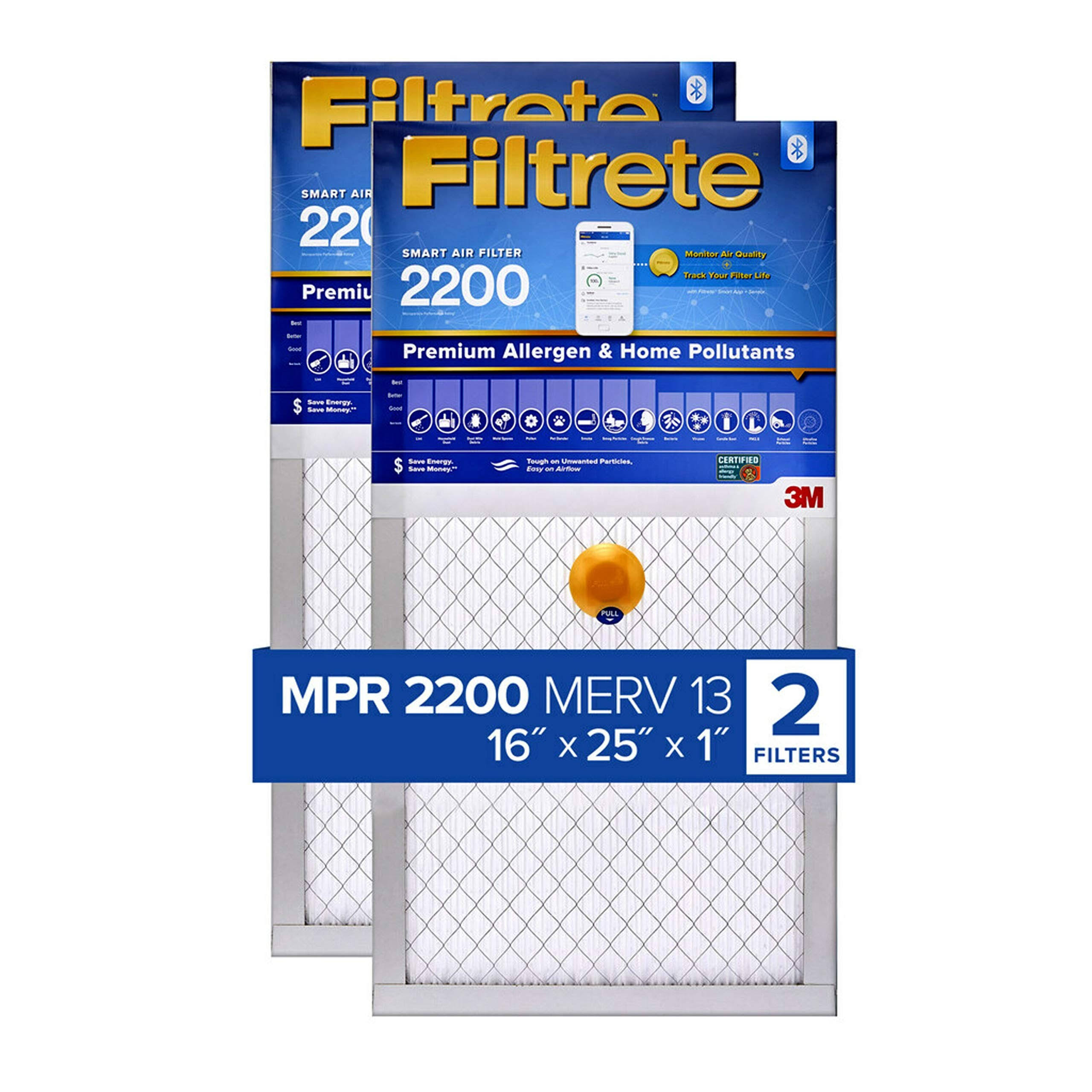 Filtrete Smart MPR 2200 16 x 25 x 1 Premium Allergen u0026 Home Pollutants AC Furnace Air Filter