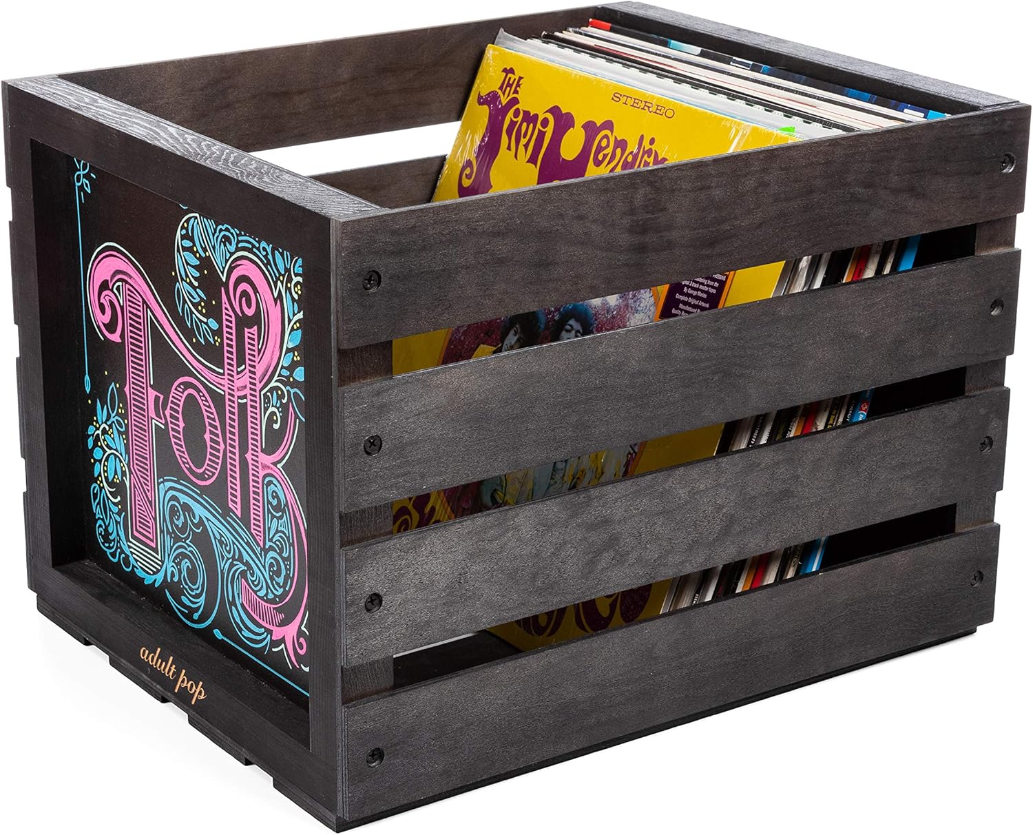 Chalkboard Vinyl Record Storage Crate (Matte Black) Pack of 2