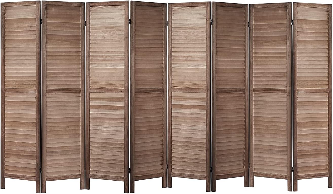 Rose Home Fashion 5.6 Ft Tall Wood Louvered Room Divider Solid Wood Folding Room Divider Screens Panel Divider & Room Dividers Room Dividers and Folding Privacy Screens (4 Panel, Cream)