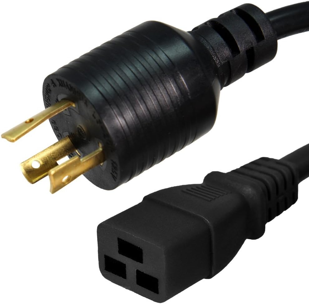 NEMA L6-20P to IEC C19 Power Cord - 15 Foot, 20A, 250V, 12/3 AWG SJT Cable - Iron Box Part # IBX-7374-15 Pack of 2