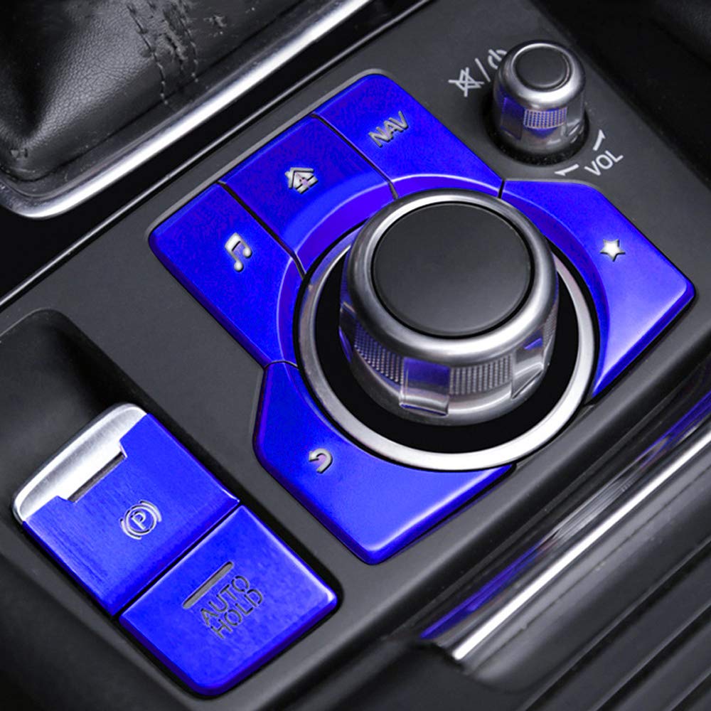 INTGET Electronic Handbrake Multimedia Button Cover for Mazda CX-5 CX5 Accessories 2020 2019 2018 2017 for Mazda 6 Accessories 2018-2021 Center Console Frame Cover Trim Sticker(Red) Pack of 2