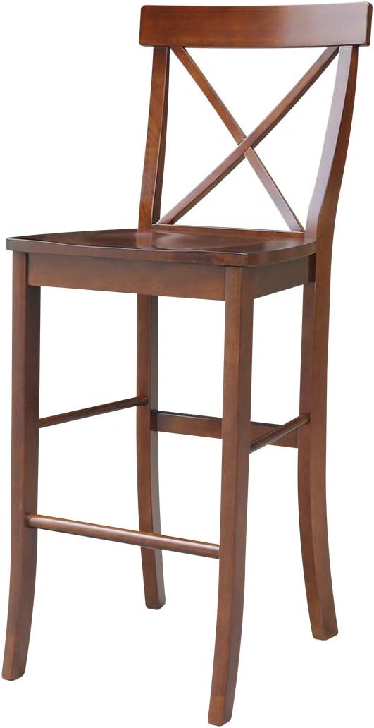 International Concepts X Back Stool Barstool, 30 inch, Black/Cherry