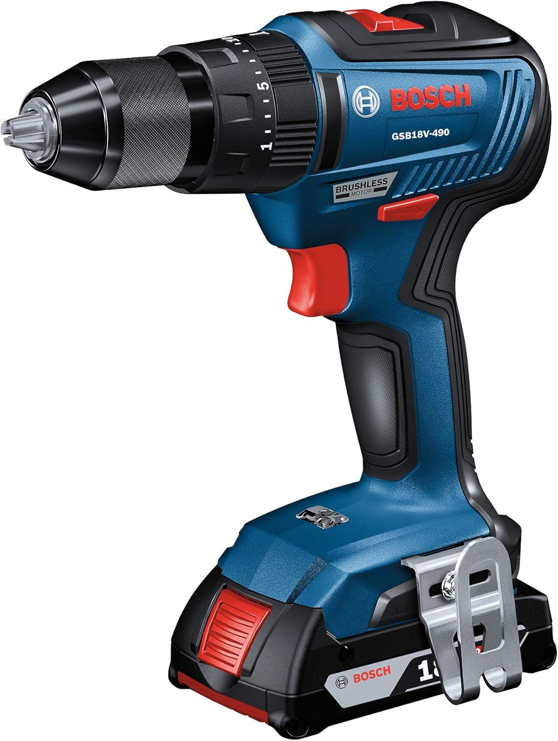 BOSCH GSB18V-490B12 18V EC Brushless 1/2 In. Hammer Drill/Driver Kit with (1) 2.0 Ah SlimPack Battery