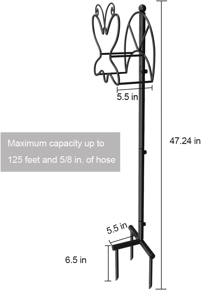 Garden Hose Holder Detachable Metal Water Hose Holder Stake Heavy Duty Garden Hose Storage Hose Stand for Outside Yard,Black Pack of 2