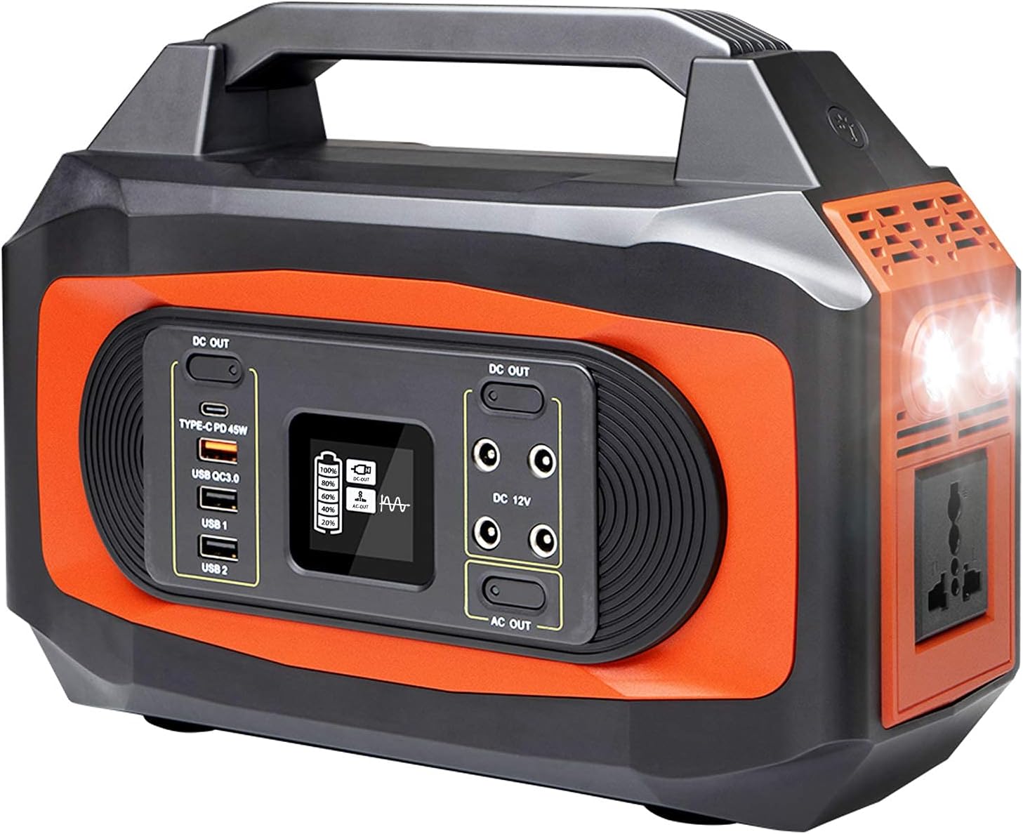 X-DRAGON Portable Power Station 500W ,444Wh/120000mAh Portable Power Supply，110V Camping Generator Lithium Battery Power Supply with Pure Sine Wave AC Outlet，Solar Generator for Outdoors Camping Travel RV Emergency