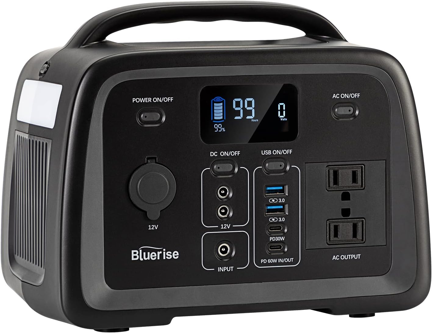 BLUERISE Portable Power Station 320Wh Backup LiFePO4 Power Station（Grade A Cells）with 2 AC Outlet 110V/300W(Peak 600W) Pure Sine Wave Solar Generator for Outdoors Camping Travel Hunting Home Emergency(Solar Panel Not Included)