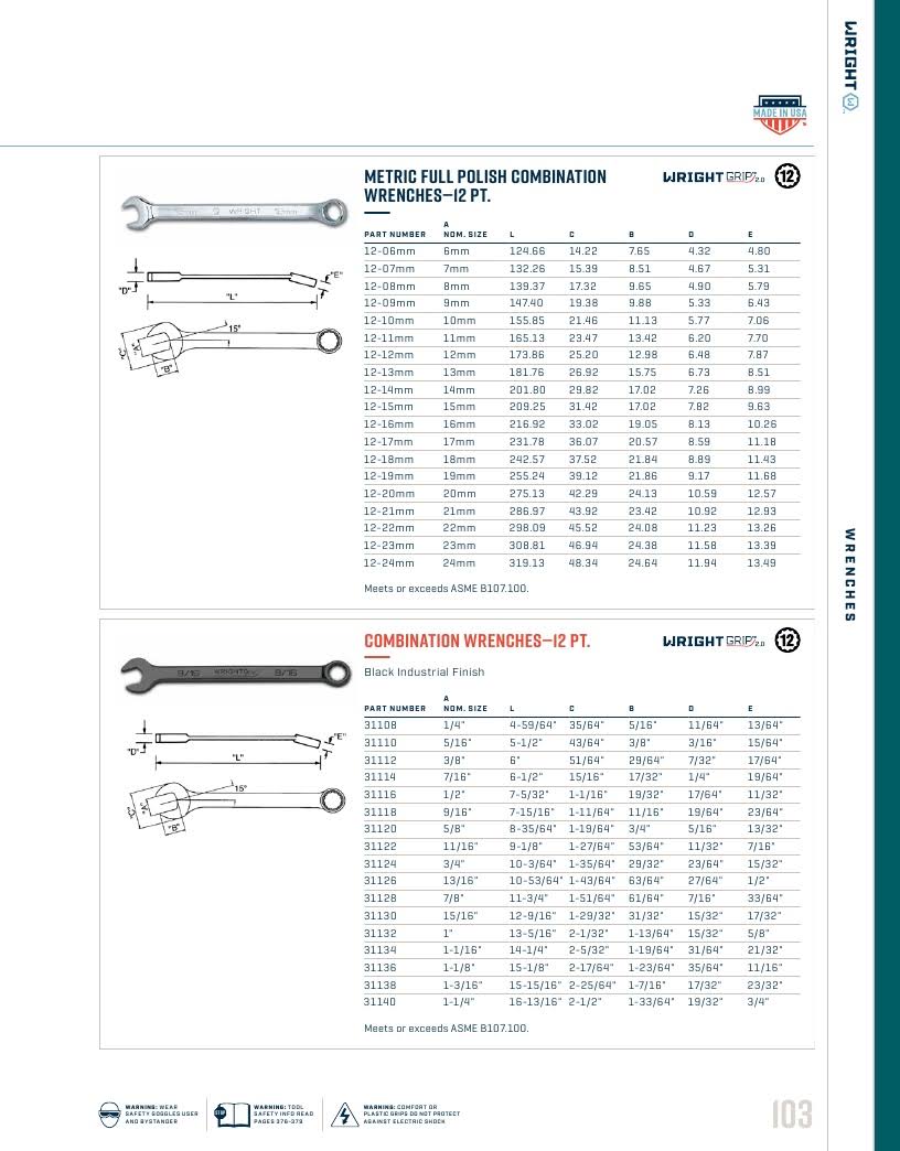 Wright Tool 11X04 3-1/4-Inch 12 Point Black Combination Wrench