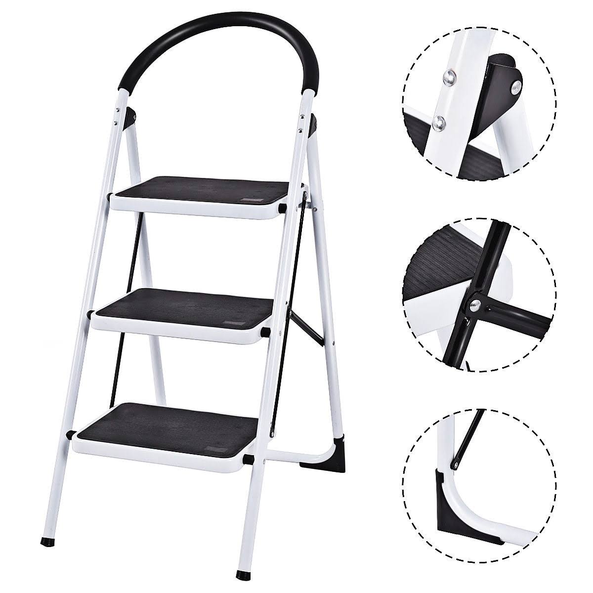 Costway 3 Step Ladder Folding Stool Heavy Duty 330lbs Capacity - See Details - Black