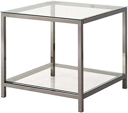 BOWERY HILL Glass Top End Table in Black Nickel