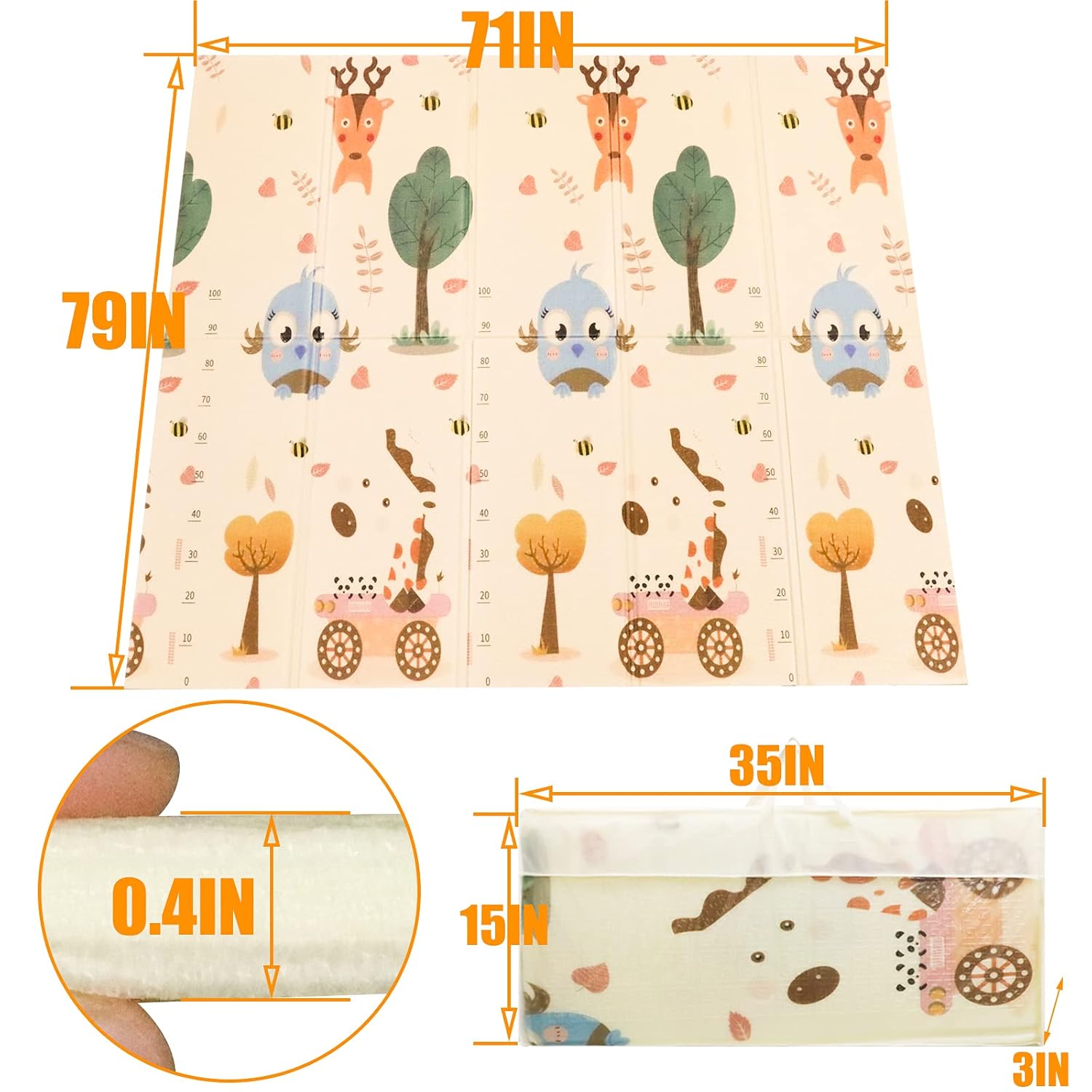 LUTIKIANG Baby Play mat，Extra Large Play Mat for Baby，Foldable Baby Mat for Floor，Non-Slip Playmats for Babies and Toddlers，Waterproof Foam Play Mat ，Baby Floor Mat for Play & Tummy Time Pack of 2