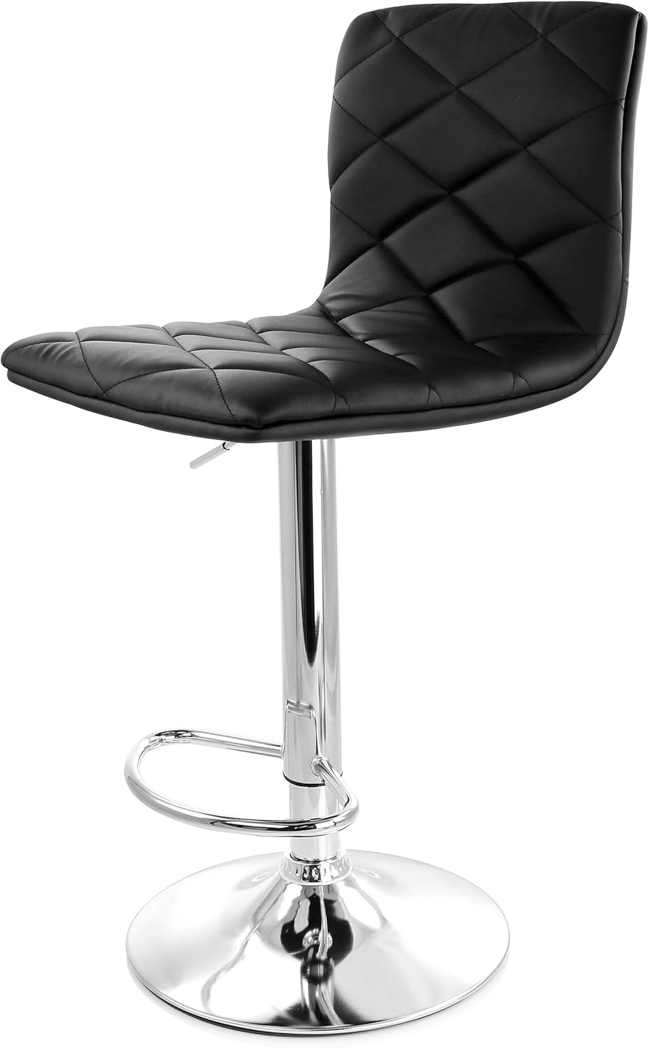 Elama 2 Piece Adjustable Diamond Tufted Faux Leather Bar Stool in Black with Chrome Base (ELM-739)