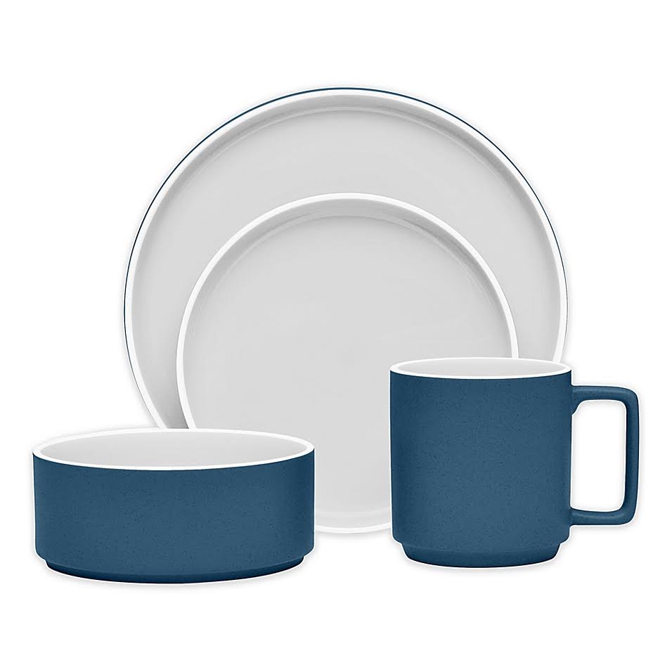 Noritake Colortrio Stax 4-Piece Place Setting in Blue/Grey
