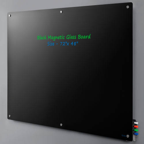 Global Industrial 72x22W x 48x22H Magnetic Glass Whiteboard, Black