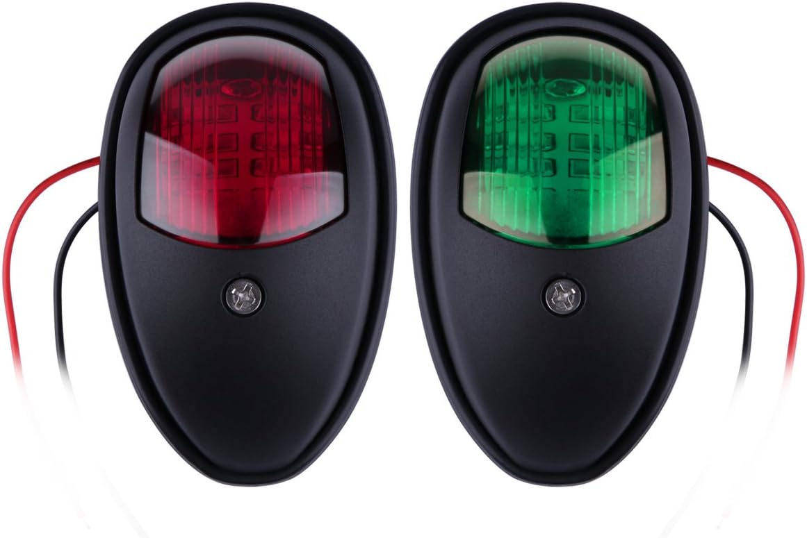 ALLOMN 2pcs Boat Navigation Light Marine LED Starboard and Port Side Light DC 12-24V for Boat Yacht Skeeter, Green and Red Light