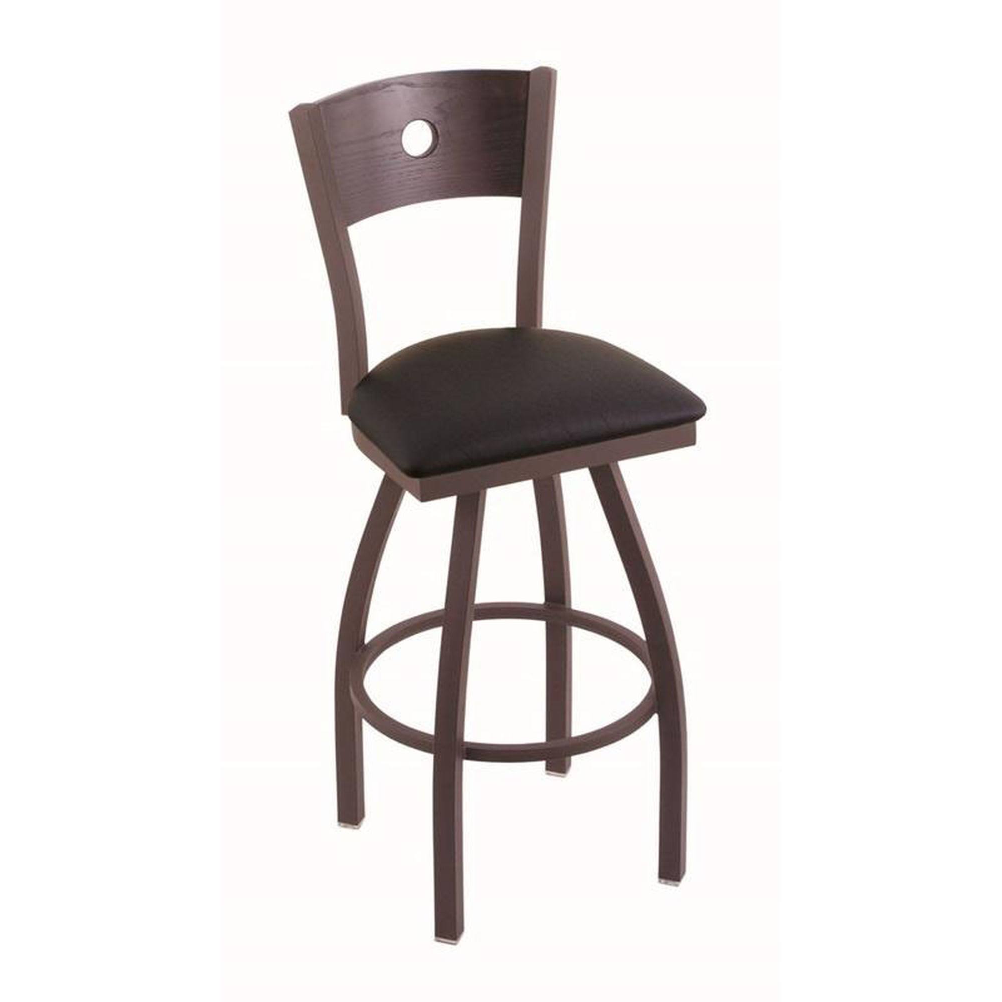 Holland Bar Stool 83030BZDCOakBBlkVinyl 830 30x22 Voltaire Bronze Swivel Stool with Dark Cherry Oak Back and Black Vinyl Seat