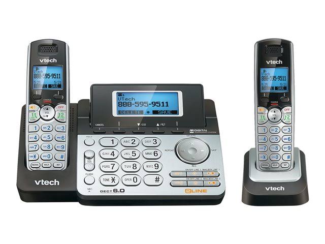VTech DS6151 - Cordless phone - answering system with caller ID/call waiting - DECT 6.0 - 2-line operation - black, silver + 2 a