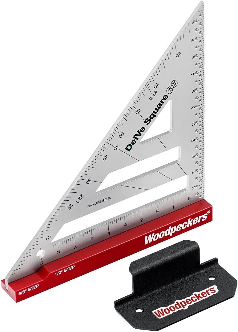 Woodpeckers Stainless Steel Delve Squares, 6 Inch Square With Rack It Mounting Kit, Precision Woodoworking Tools for Furniture Making
