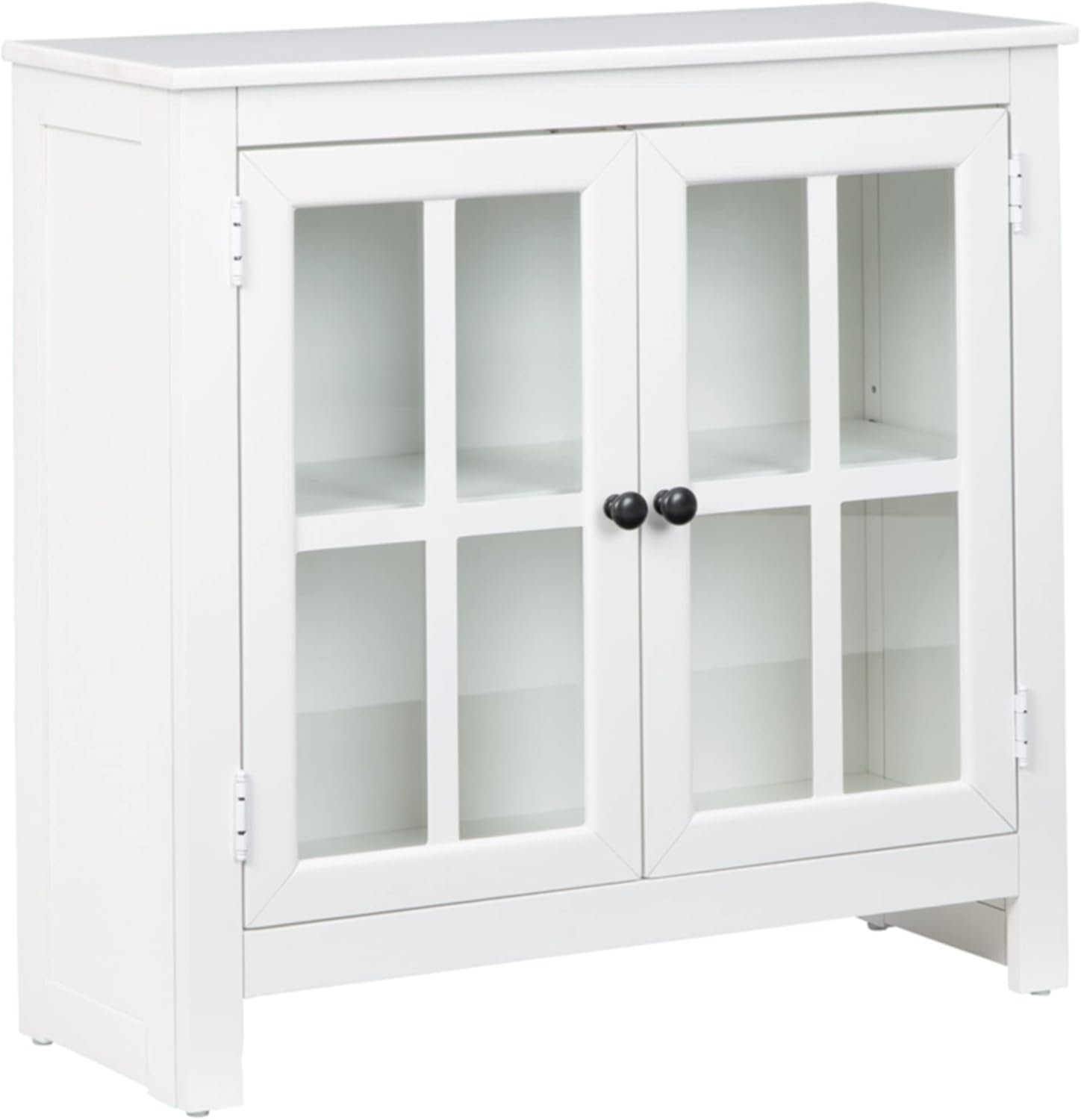 Signature Design by Ashley Nalinwood Modern Accent Cabinet with Lattice Doors, White