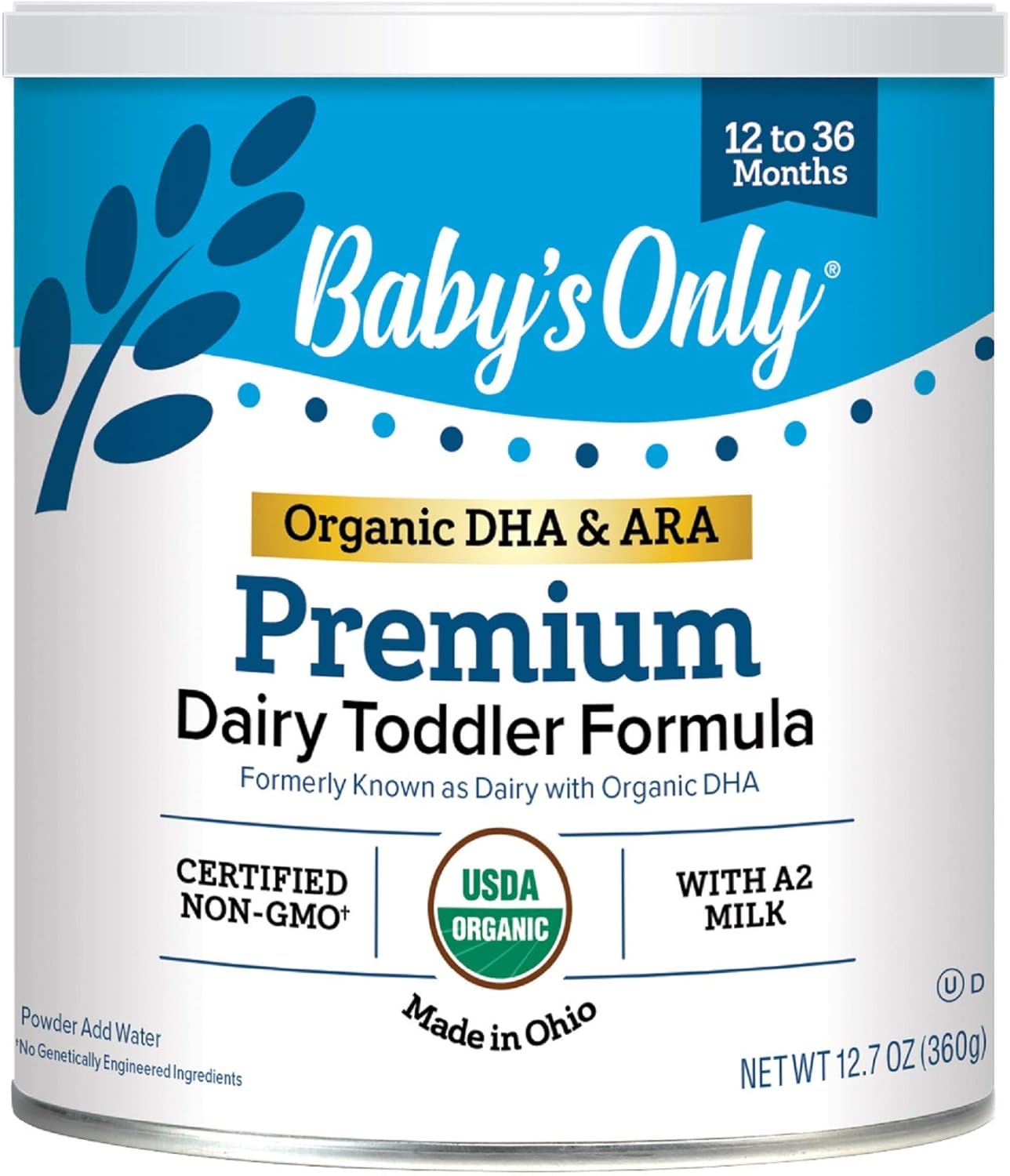 Baby's Only Organic Premium Dairy with DHA & ARA Toddler Formula, Non-GMO, USDA Organic, Clean Label Project Verified, Brain and Eye Health, 12.7 Oz, Pack of 6(Packaging varies)