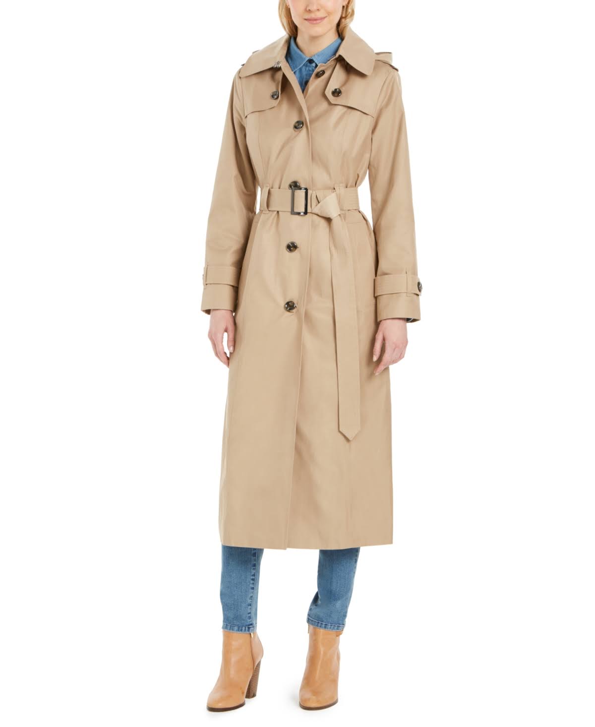 London Fog Hooded Water-Repellent Trench Coat, Created for Macy's - British Khaki