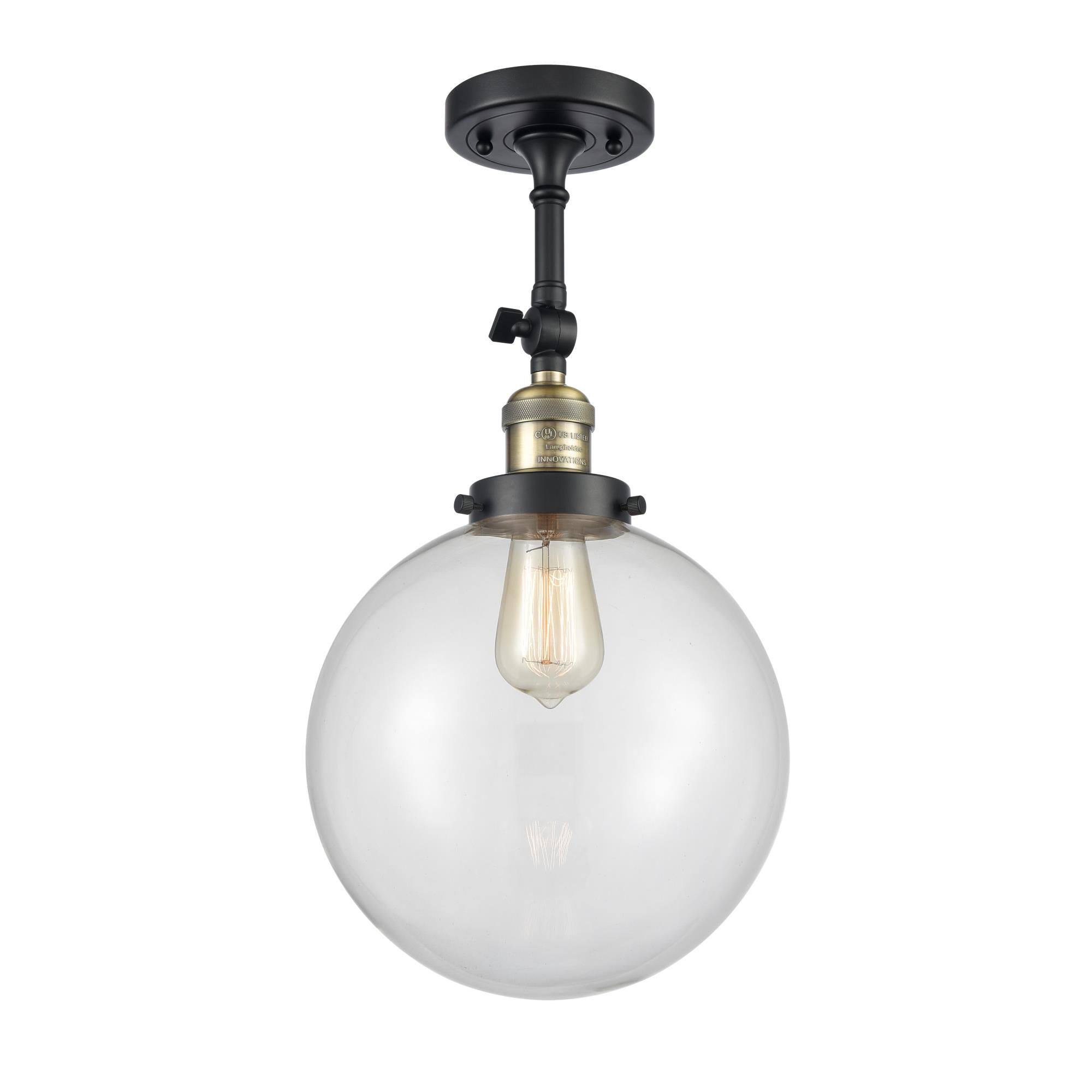 Innovations 201F-BAB-G202-10-LED Black Antique Brass X-Large Beacon 1 Light Semi-Flush Mount