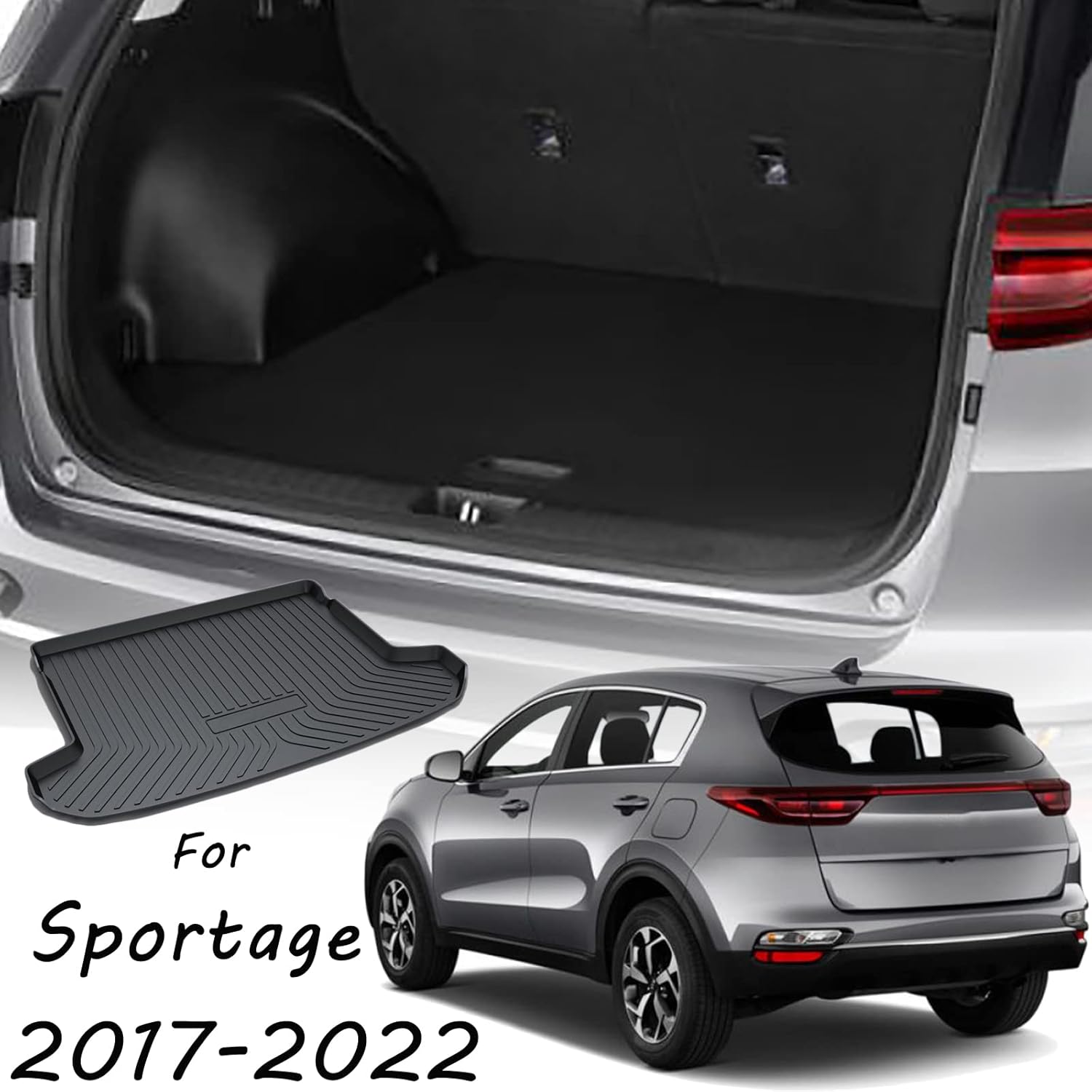 CARORMOKE Cargo Liner Trunk Mat Floor Mat Cargo Tray Black 2022 All Weather Protector Compatible with 2017-2021 Kia Sportage