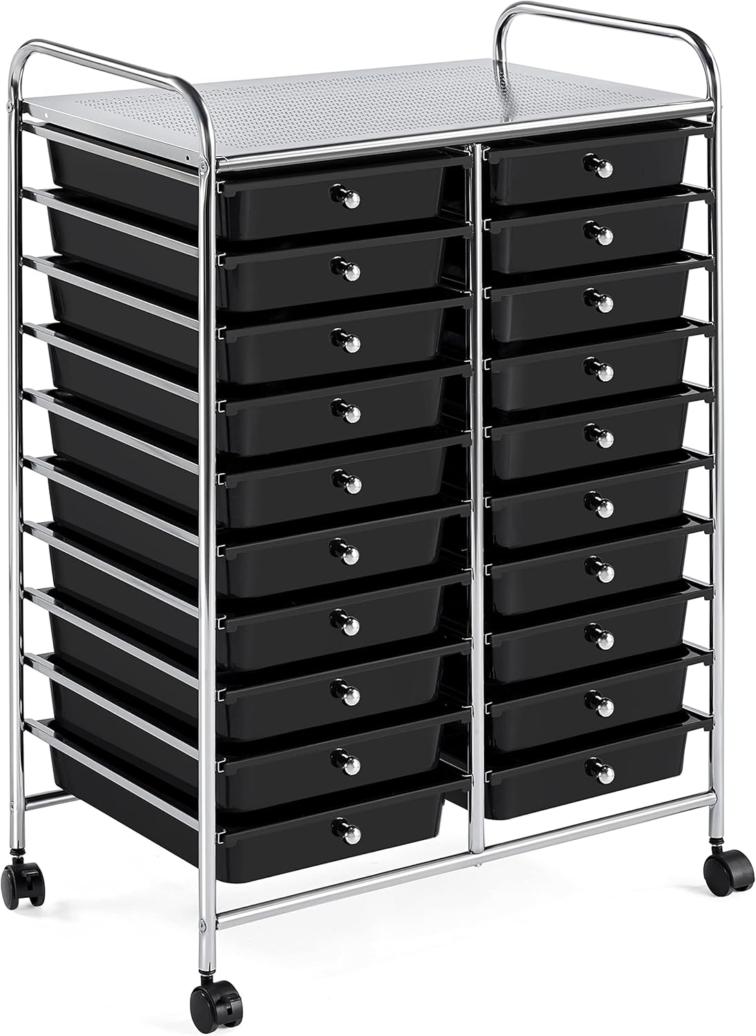 Yaheetech 20 Drawers Rolling Storage Cart Multipurpose Movable Organizer Cart Tools Scrapbook Paper Organizer on Wheels, Black