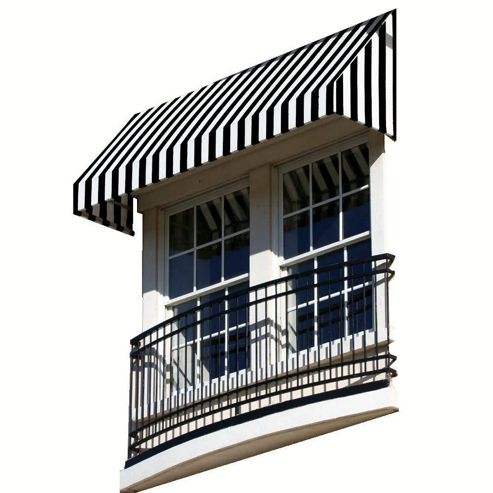 Awntech Awning 6.38 ft. Wide Water Resistant Window Entry Aluminum Black White