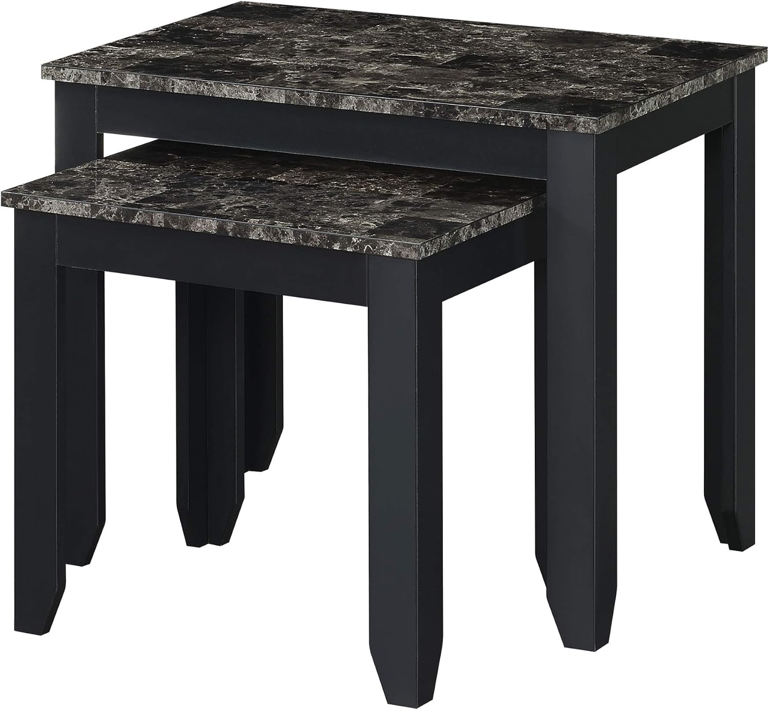 Convenience Concepts Baja Nesting End Table, Faux Black Marble/Black