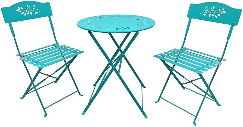 OC Orange-Casual 3 Piece Patio Set, Outdoor Bistro Set Folding, Garden Table Porch Chairs, Lawn Chairs for Adults with Decorative Design-Black