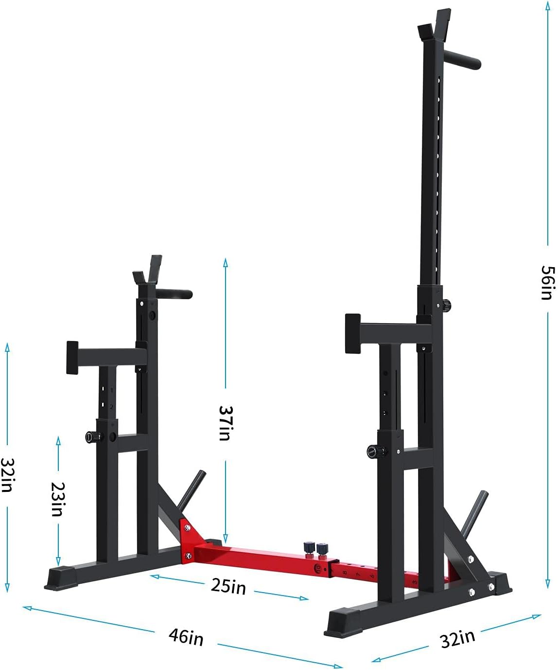 Multifunctional Barbell Rack 600LBS Capacity Barbell Weight Rack Home Gym Fitness Adjustable Squat Rack Weight Lifting Bench Press Push-ups