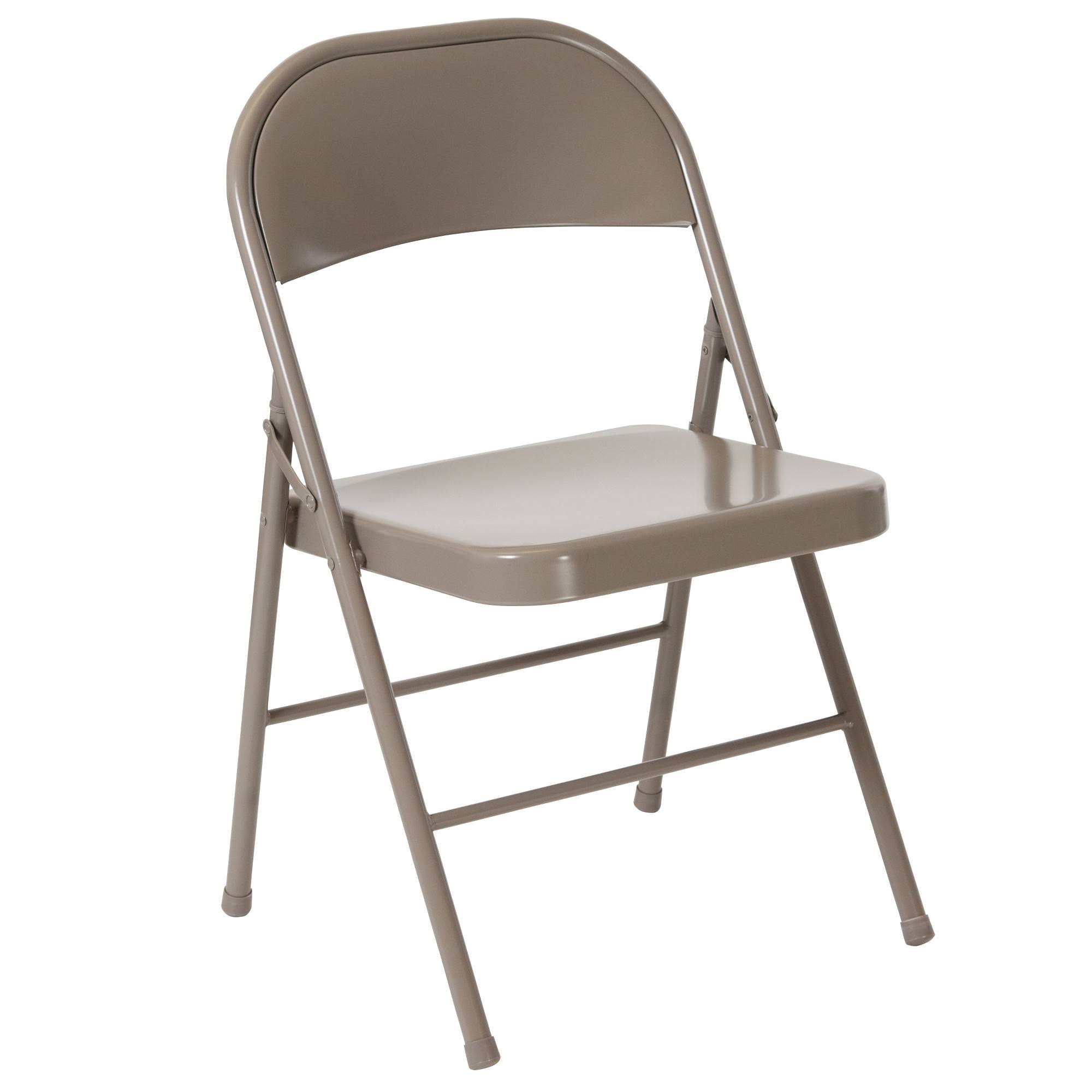 Emma and Oliver 4 Pack Double Braced Gray Metal Folding Chair