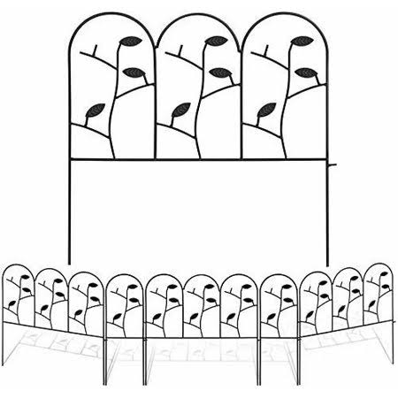 Amagabeli Garden u0026 Home Decorative Garden Fence GFP005 18in x 7ft Border Rustproof Iron Animal Barrier Black Metal Fencing B