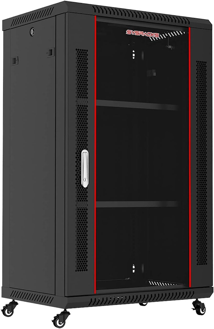 Server Rack 18U Wall Mount Server Rack Locking Wall Cabinet 19 Inch Rack Av Audio Video Rack Lockable Cabinet Network Rack with PDU - Shelf - Dust Proof Cable Entries - Fan - Wheels &ndash; Sysracks