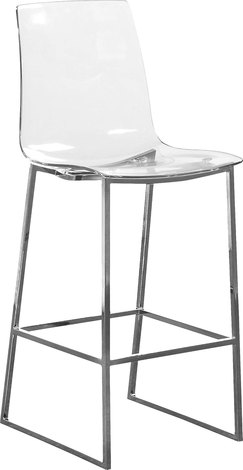 Meridian Furniture Lumen Collection Modern Contemporary Acrylic Counter Stool with Stainless Steel Base, 16.5