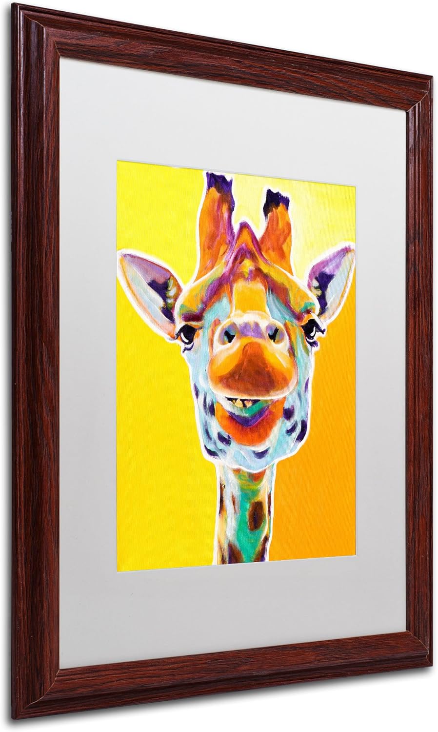 Giraffe No. 3 Artwork by DawgArt Wood Frame, 16 by 20-Inch, White Matte Pack of 2