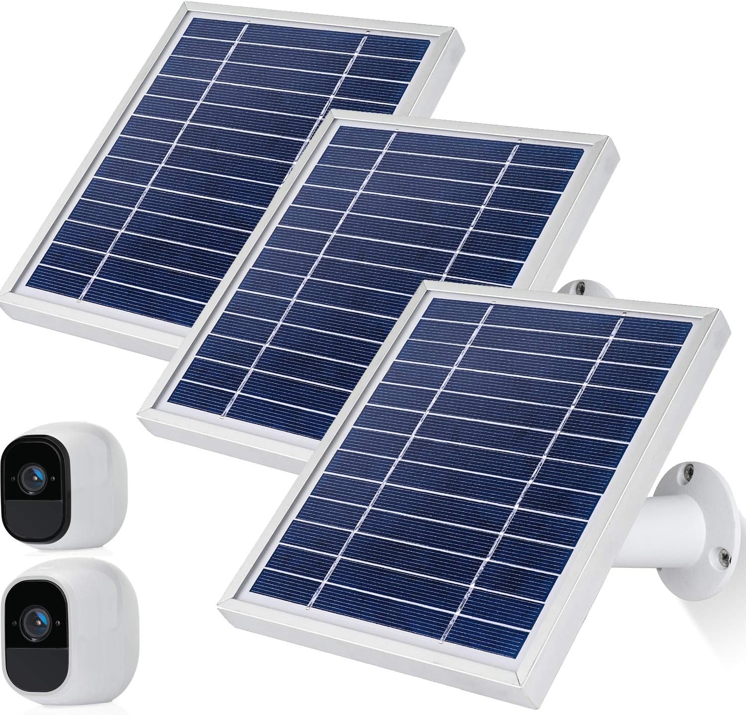 iTODOS Solar Panel Works for Arlo Pro and Arlo Pro2 Camera,11.8feet Power Cable and Adjustable Mount (3 Pack,Black)