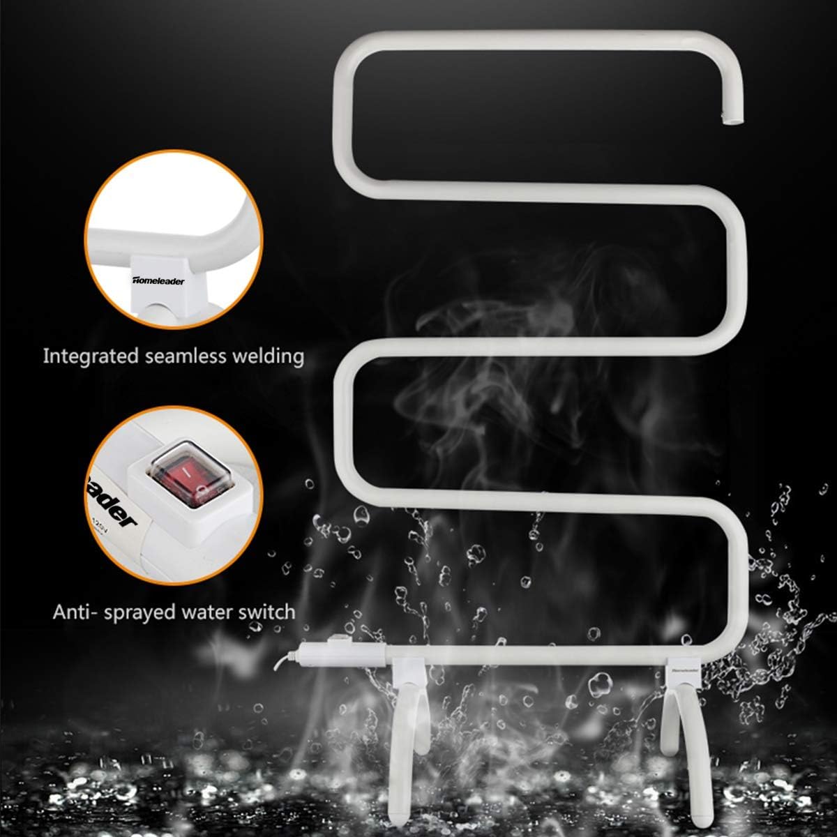 Homeleader Heated Towel Rack, 120W Bath Towel Warmer with Free Standing & Wall Mount Optional, White