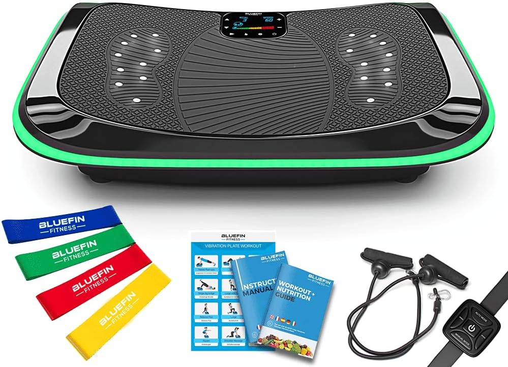 Bluefin Fitness 4D Triple Motor Vibration Plate | Powerful | Magnetic Therapy Massage | Curved Surface | 4.0 Bluetooth Speakers | Vibration Oscillation & Micro Vibration | 3 Silent Drive Motors