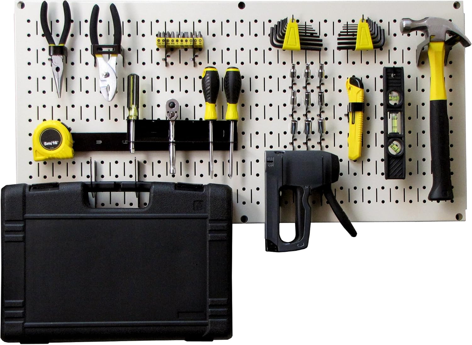 Wall Control Modular Pegboard Tool Organizer System - Wall-Mounted Metal Peg Board Tool Storage Unit for Pegboard Tiling (Metallic Pegboard) Pack of 2