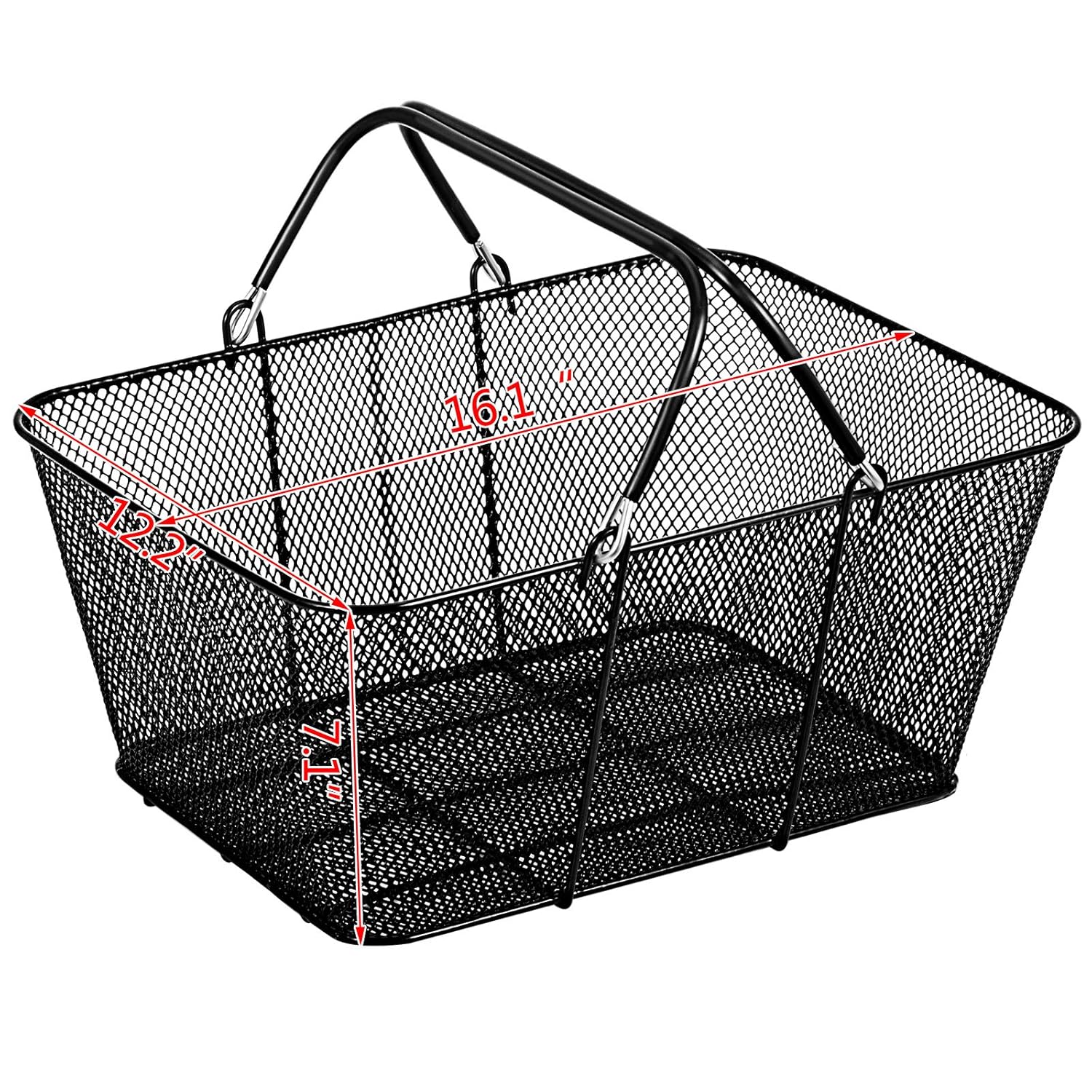 Mophorn 12PCS Shopping Baskets with Handles, Black Metal Shopping Basket, Portable Wire Shopping Basket, Black Wire Mesh shopping Basket Set for Stores Shopping