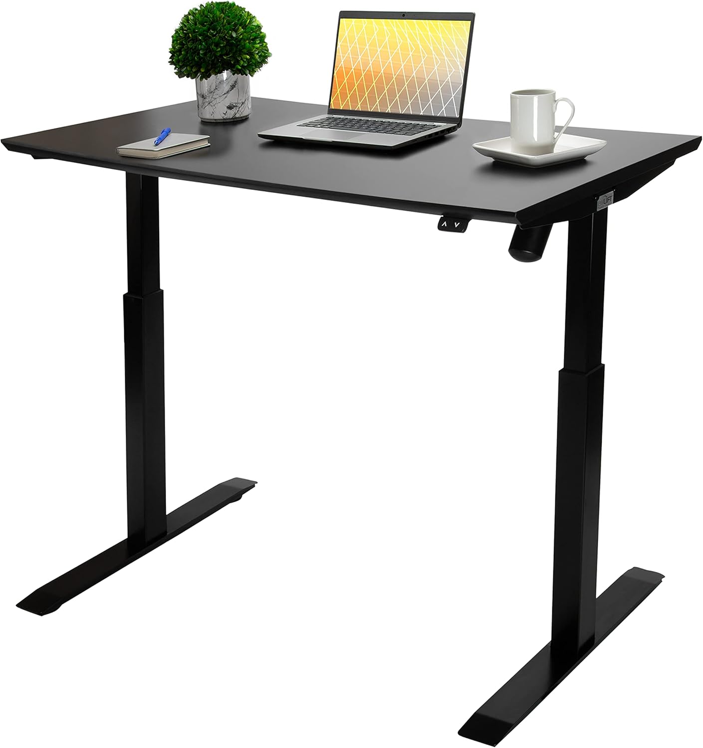 Seville Classics Airlift S2 Electric Adjustable Solid One-Piece Table Top Desk Home & Office Sit Stand Workstation Furniture, 47