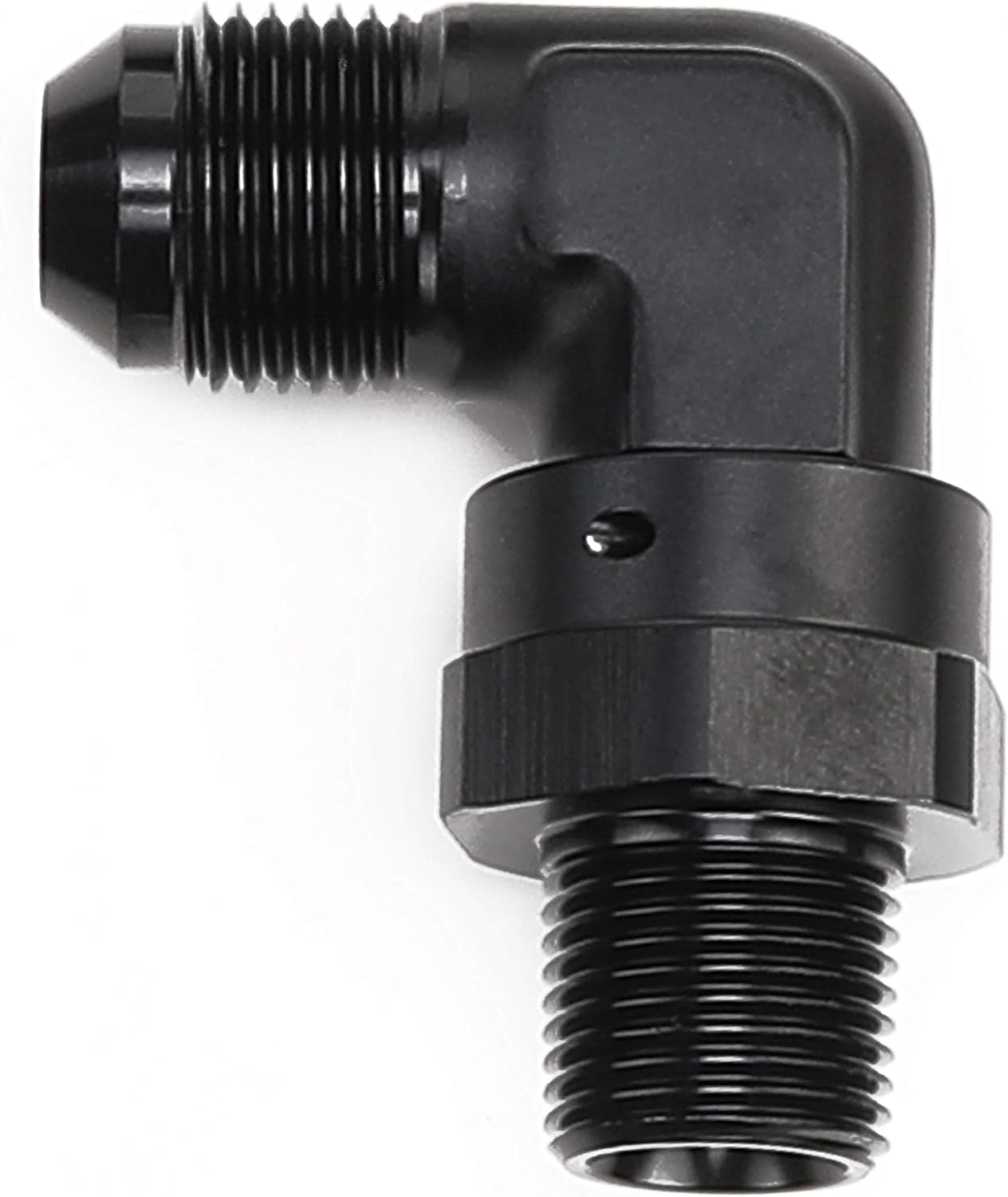 AC PERFORMANCE Aluminum 90 Degree -3 AN AN3 Male Flare to 1/8'' 1/8 inch Male NPT Fitting Adapter, Black